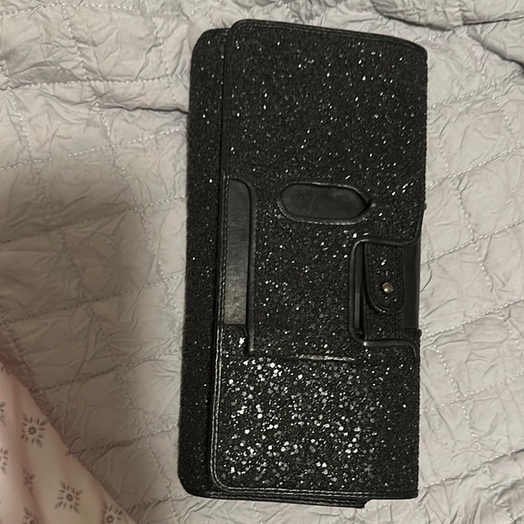 Glitter Black Phone Wallet Case - Picture 1 of 1